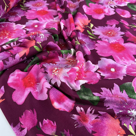 Stof Avalana Jersey Vivid Bloom Cotton Elastane Knit Pink Floral Fabric