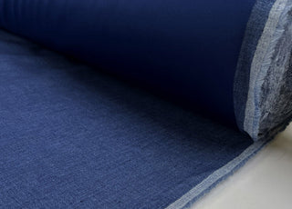 Storm System Linen Navy Indigo Denim Look Waterproof Italian Coating Fabric Roll