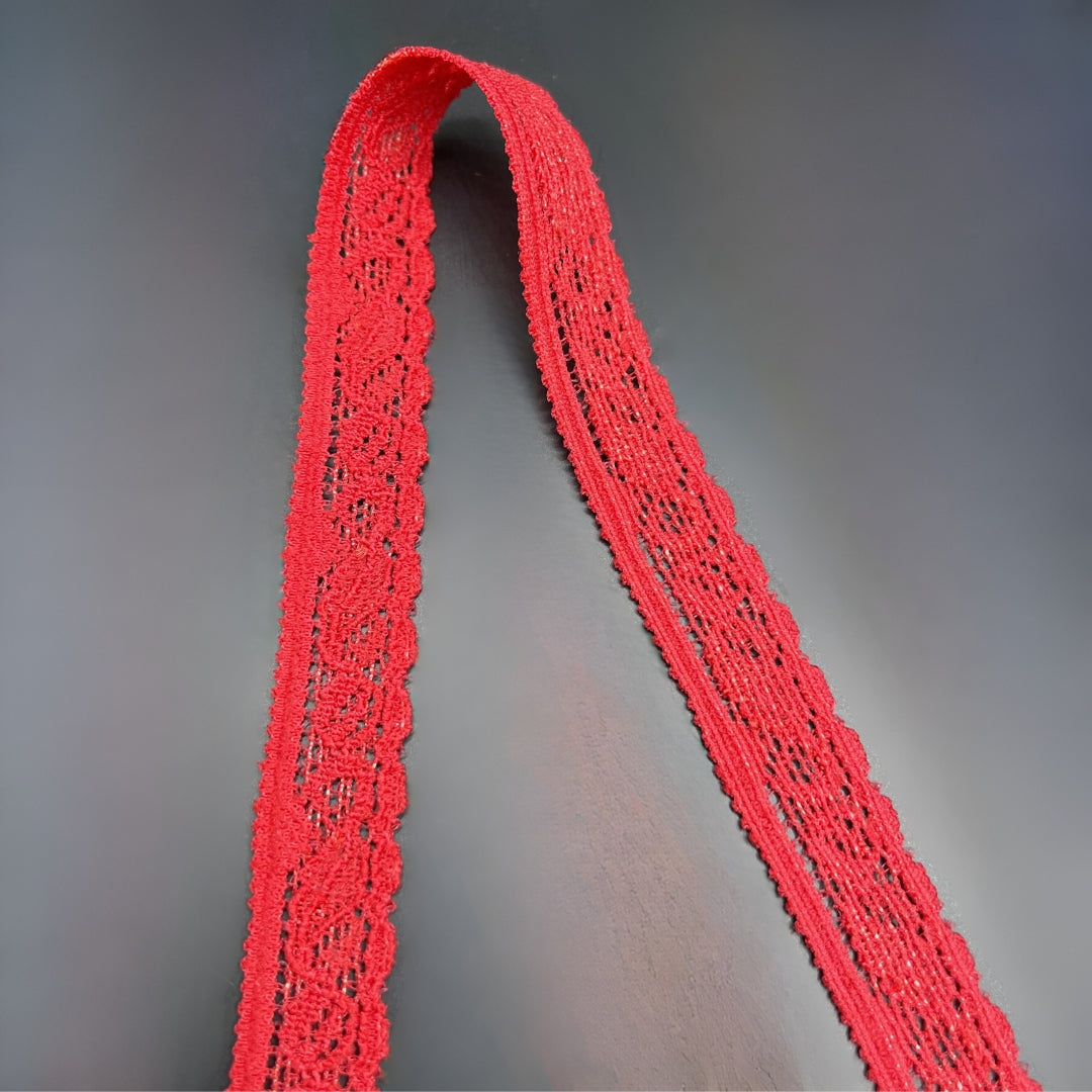Nylon Spandex Soft Lace Edging Trim | Stretch Lace Trim - Red
