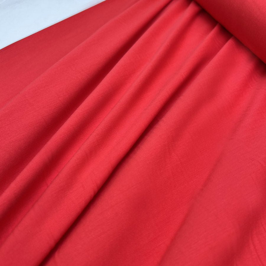 Stretch Lawn Red Cotton Polyamide Elastane Dress Fabric