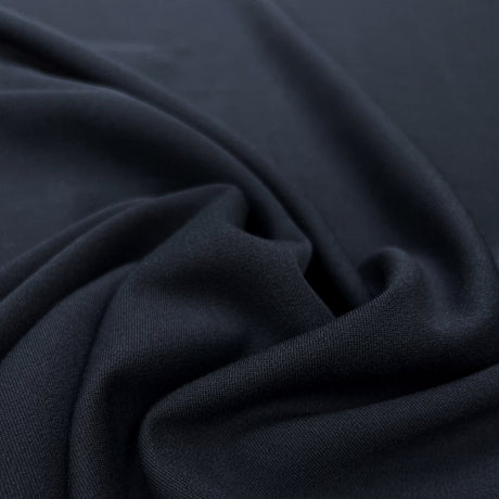 Stretch Twill Navy Blue Plain Polyester Viscose Elastane Suiting Fabric