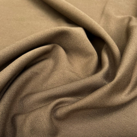 Stretch Twill Sand Beige Plain Polyester Viscose Elastane Suiting Fabric