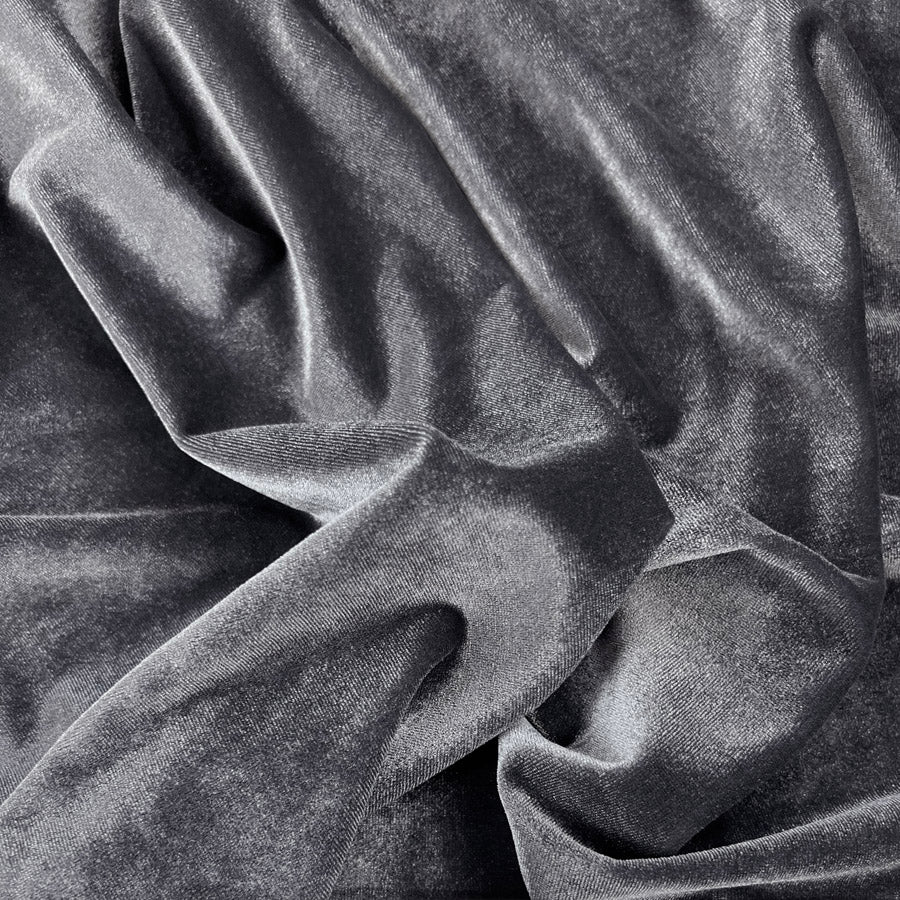 Carly Stretch Velvet - Smokey Grey