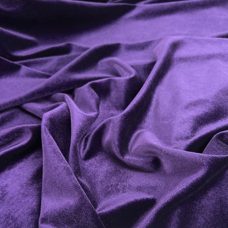 Stretch Velvet Amethyst Purple Knitted Velour Jersey Dress Fabric Cu1