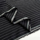 Striped Viscose Linen Slub - Black
