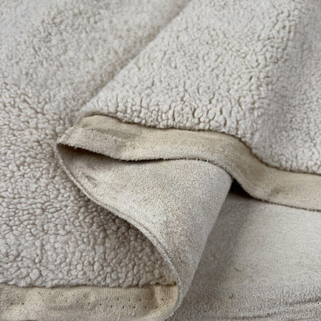 Suede Lined Teddy Fur Pale Beige Polyester Boucle Coating Fabric Fold