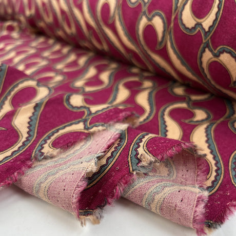 Sumatra Wool Viscose Pink Italian Deadstock Abstract Dress Fabric Fold