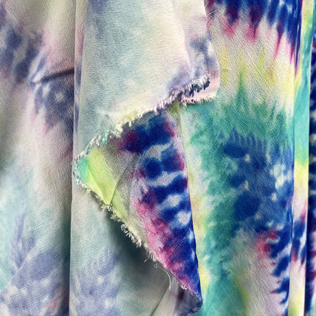 Summerfest Green Blue Tie Dye Viscose Multicoloured Dress Fabric Fold