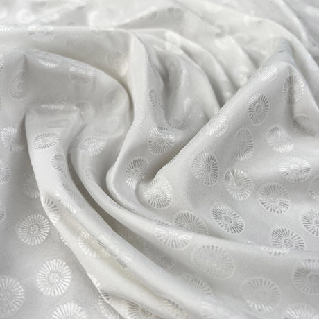 Sundial polyester elastane ivory floral pattern satin lightweight dress fabric cu