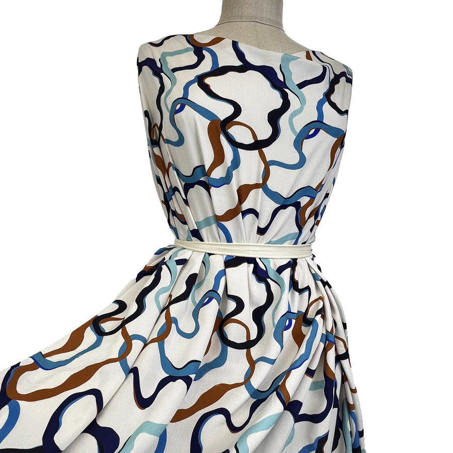 Sunseeker Isla Viscose Challis Abstract Circle Digitally Printed Woven Dress Fabric