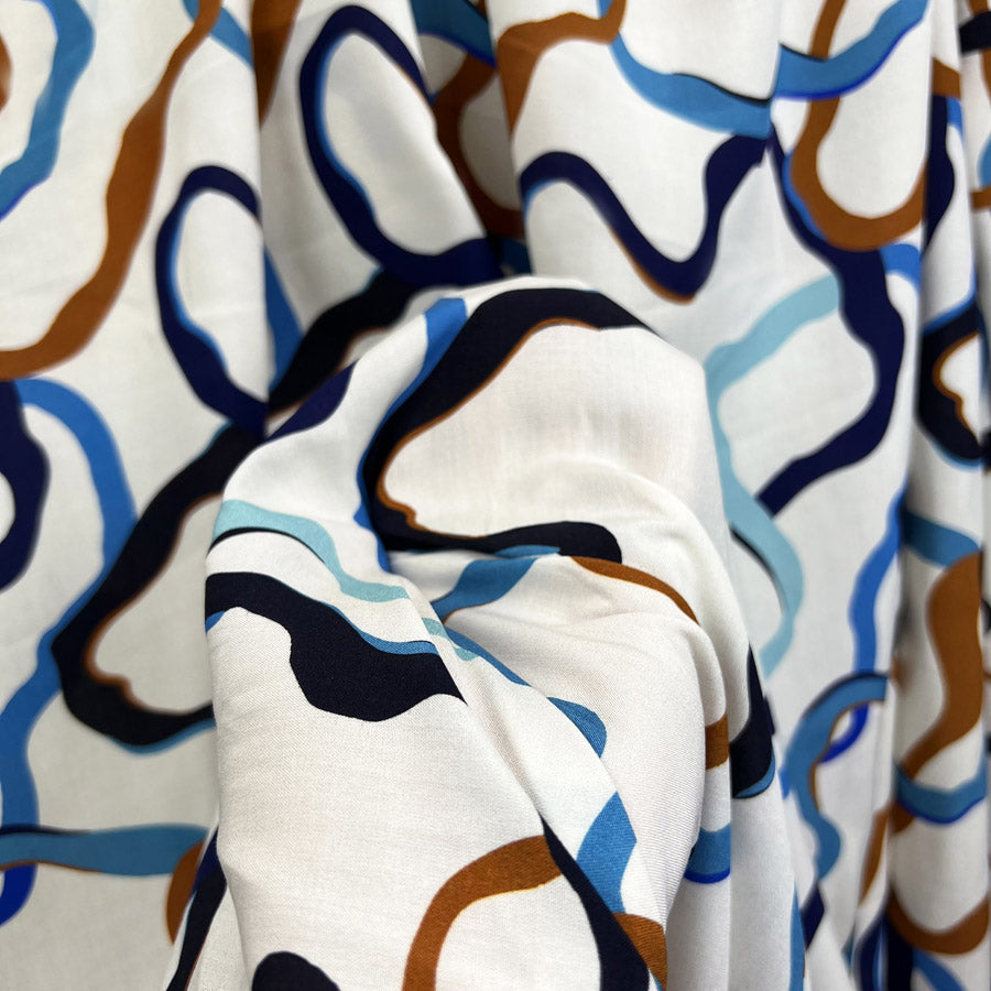 Sunseeker Isla Viscose Challis Abstract Circle Digitally Printed Woven Dress Fabric