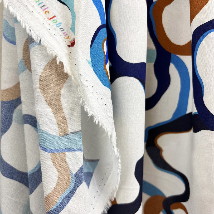 Sunseeker Isla Viscose Challis Abstract Circle Digitally Printed Woven Dress Fabric Drape