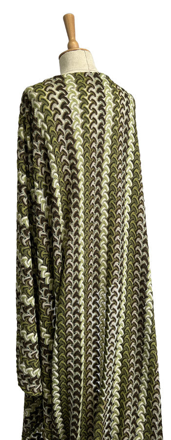 Sunset Serenade Green Polyester White Brown Crochet Lace Beach Wear Fabric Mannequin