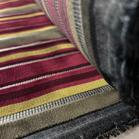 Super Trouper Stiped Velour Burgundy Black Beige Acrylic Polyester Viscose Kanecaron Furnishing Fabric Roll