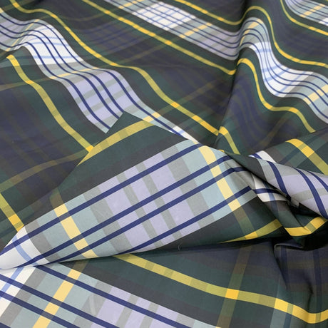 Supercheck Tartan Check Yellow Blue White Navy Water Repellent Fabric Cu1