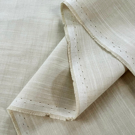 Superfine Herringbone Stripe Cotton Shirting Fabric Oekotex Oh I Say Beige Fold