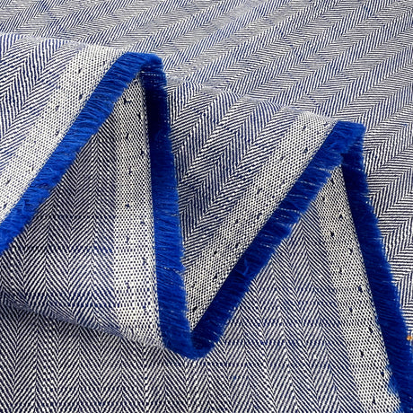 Superfine Herringbone Stripe Cotton Shirting Fabric Oekotex Oh I Say Blue Fold