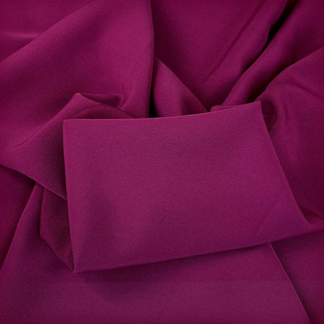 Superior Satin Crepe Amaranth Dark Fuschia Pink Polyester Crepe Dress Fabric Close Up Fabric Photo