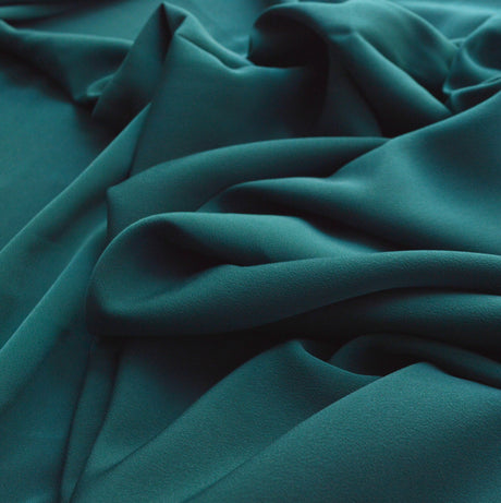 Superior Satin Crepe Deep Teal Polyester Crepe Dress Garments Fabric Cu