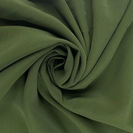 Superior Satin Crepe Polyester Dress Fabric Dark Olive Swirl