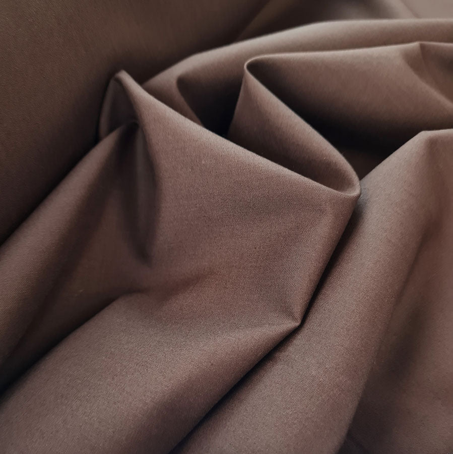 Superior Quality Plain Poly Cotton Fabric Brown Close Up