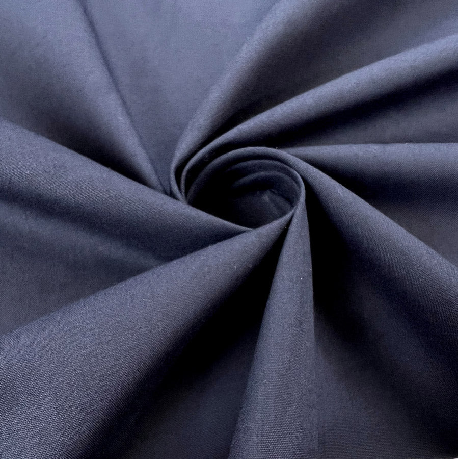 Superior Quality Plain Polycotton Dressmaking Fabric Darkest Navy Twist