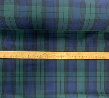 Tartan Lawn Black Watch Black Navy Green Tartan Design Cotton Lawn Scale