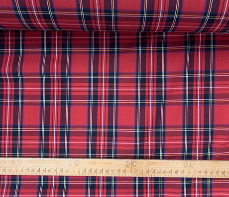 Tartan Lawn Royal Stewart Red Tartan Design Cotton Lawn Scale