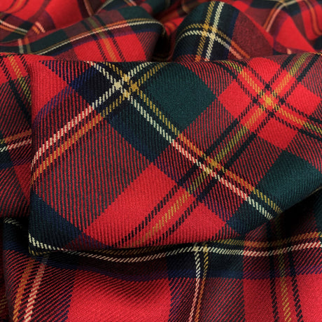 Tartan Muted Red Woollen Checked Red Muted Suiting Fabric Close Up Fabric Photo