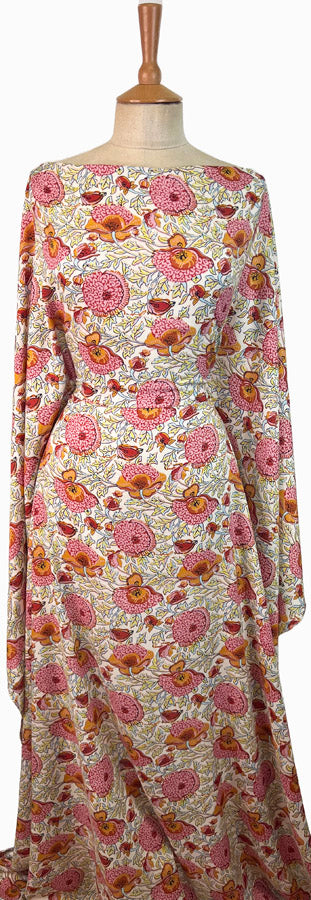 Tencel Lawn Clementine Ivory Floral Woven Dress Fabric Mannequin