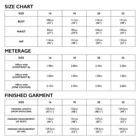 Tessuti Aida Dress Sewing Pattern Uk 6 16 Size Chart 2