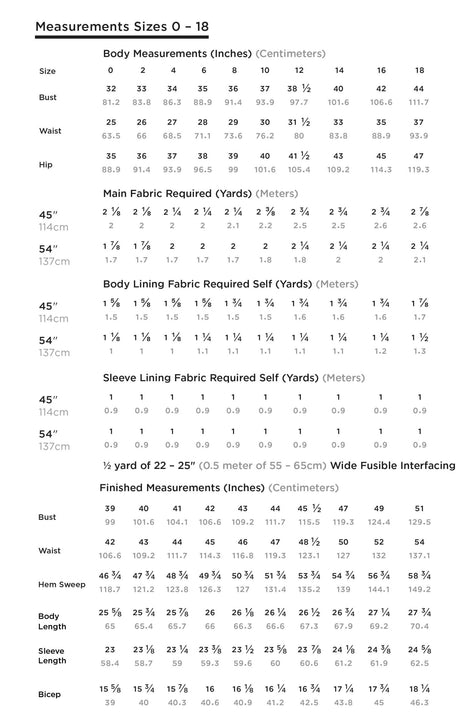 Thayer Jacket Pattern Size 0 18 By Grainline Studio Size Chart