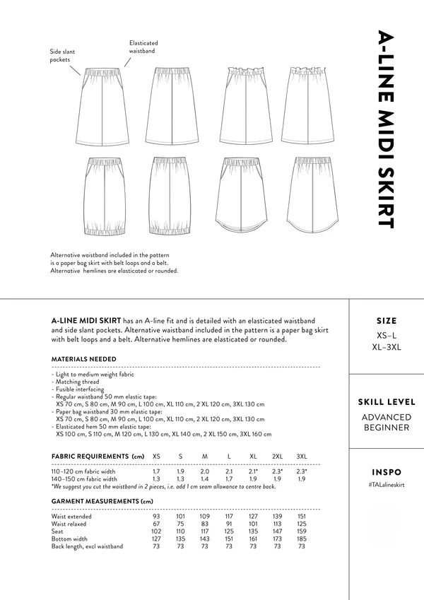 The Assembly Line - A-Line Midi Skirt Pattern
