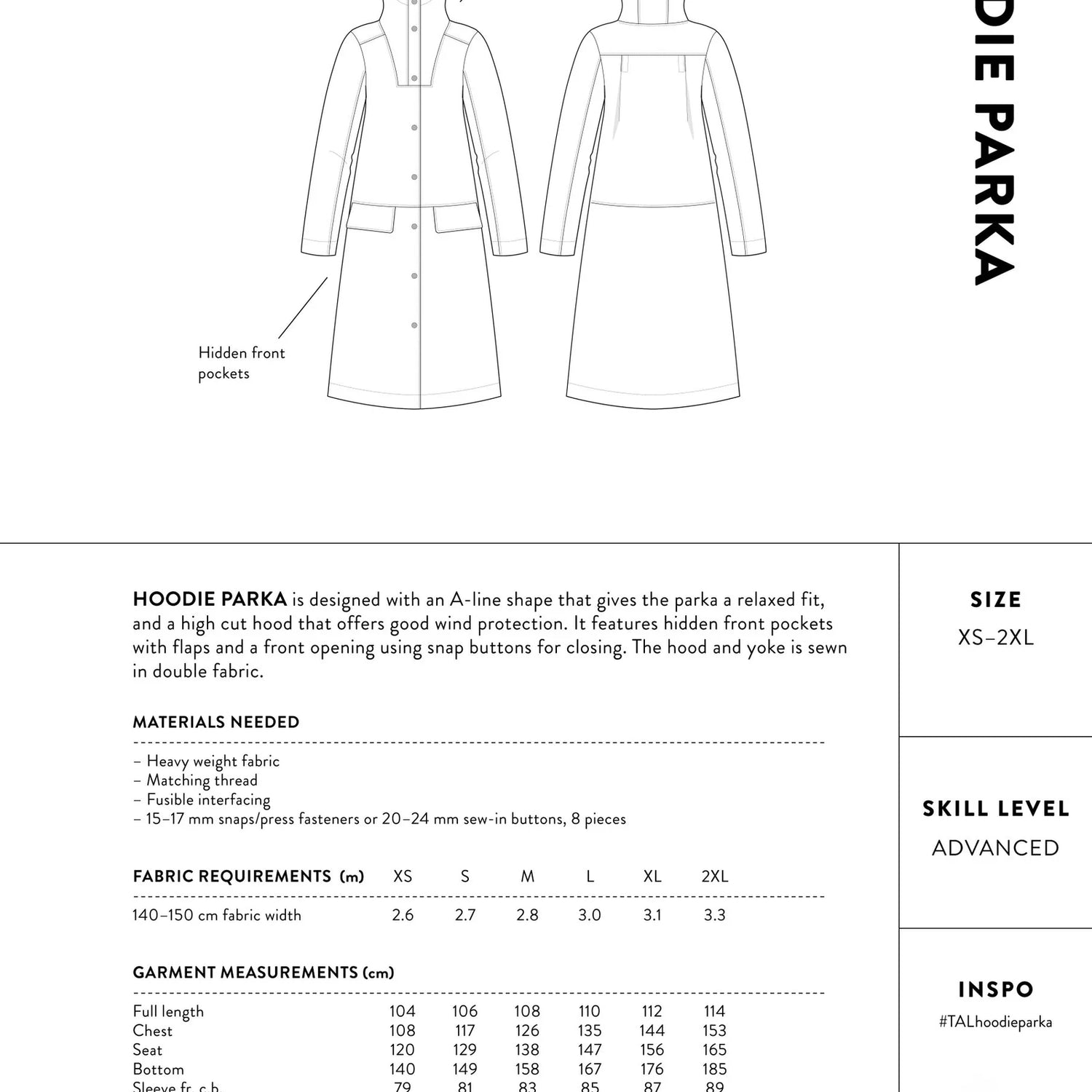 The Assembly Line - Hoodie Parka Sewing Pattern