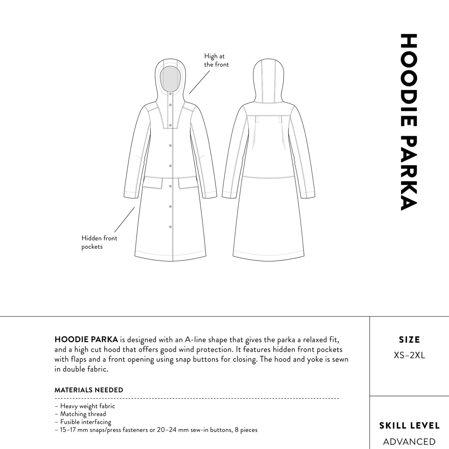 The Assembly Line - Hoodie Parka Sewing Pattern