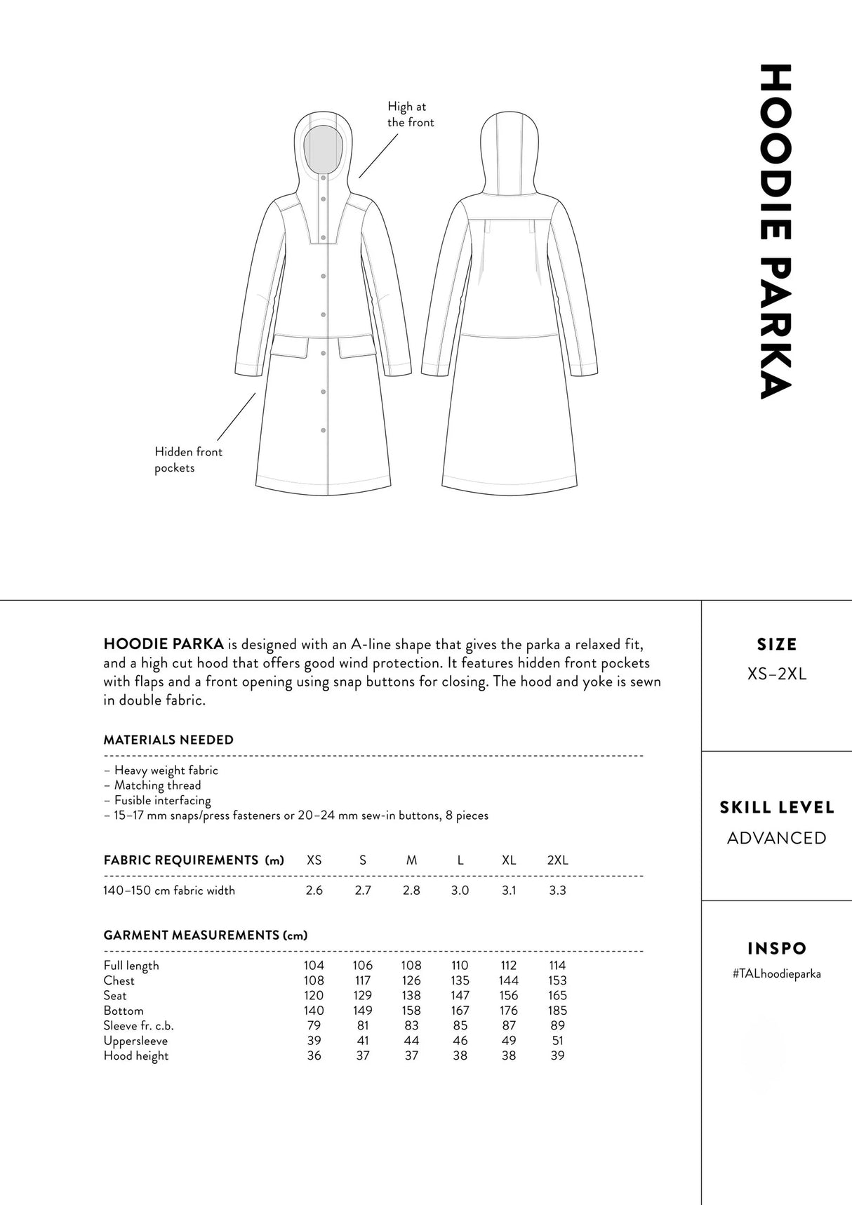 The Assembly Line - Hoodie Parka Sewing Pattern