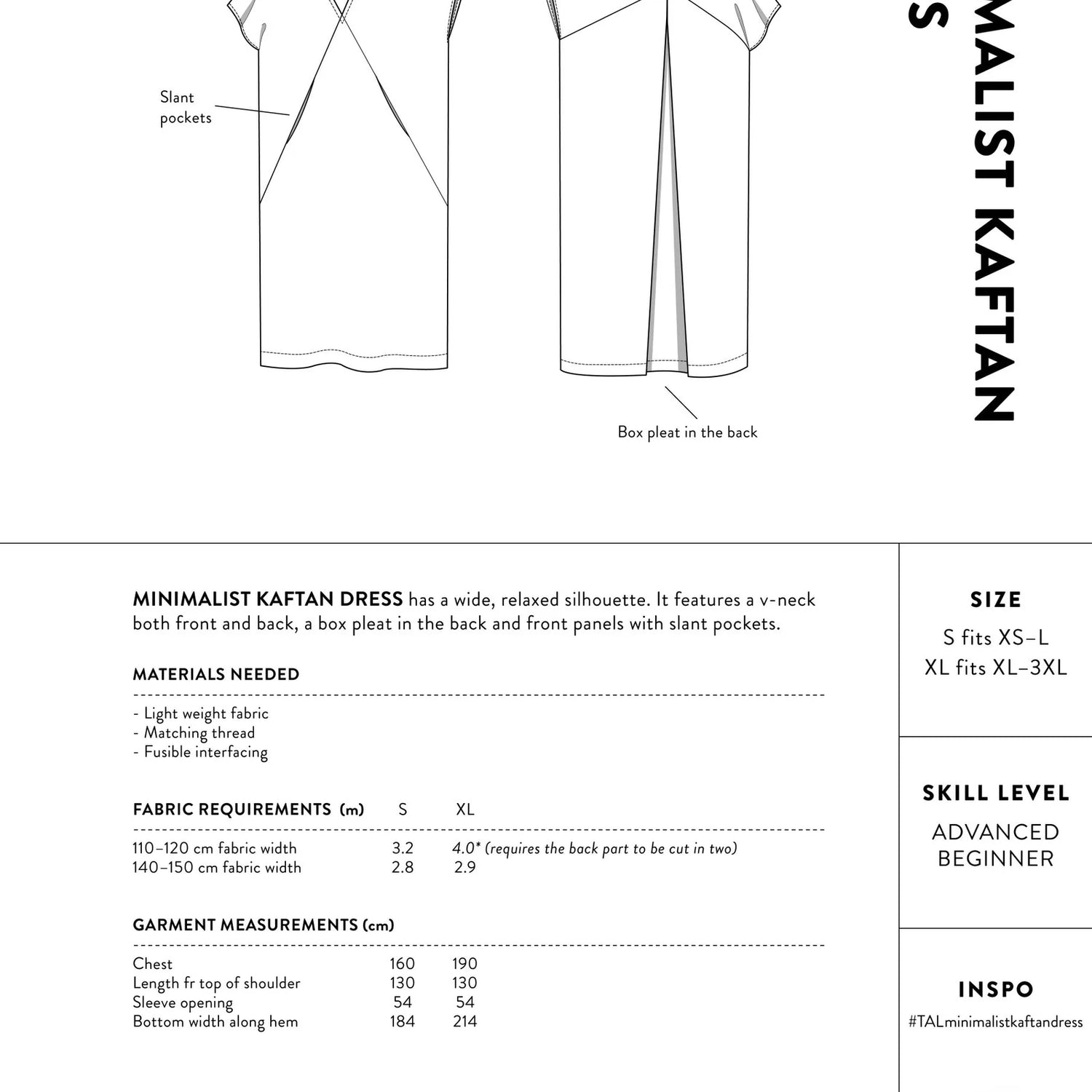 The Assembly Line - Minimalist Kaftan Dress Pattern