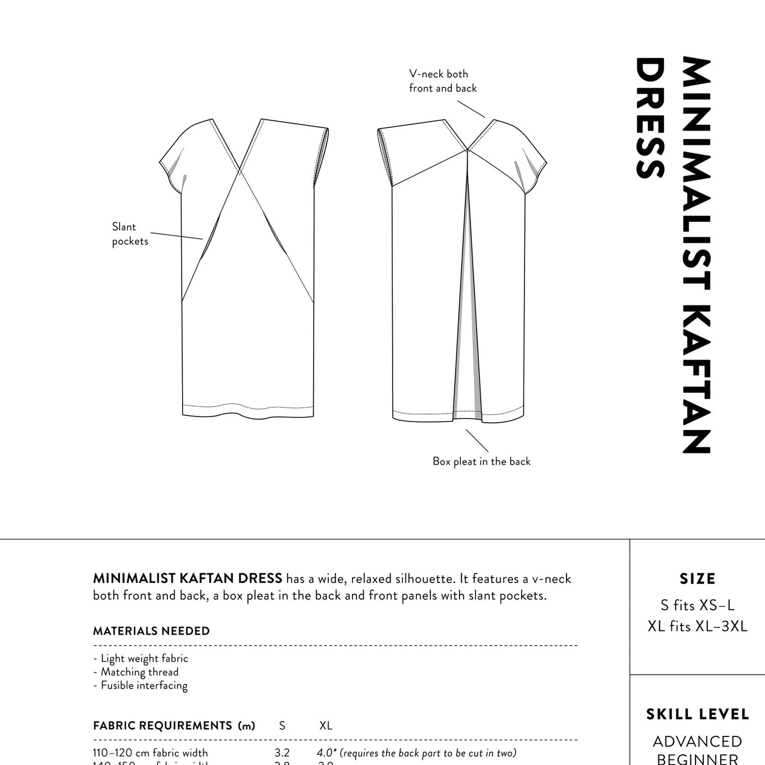 The Assembly Line - Minimalist Kaftan Dress Pattern