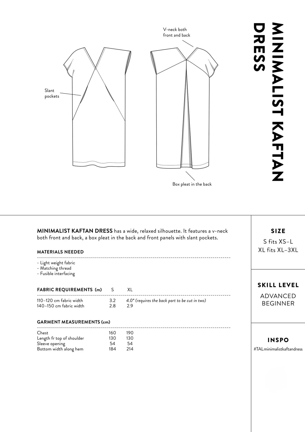 The Assembly Line - Minimalist Kaftan Dress Pattern