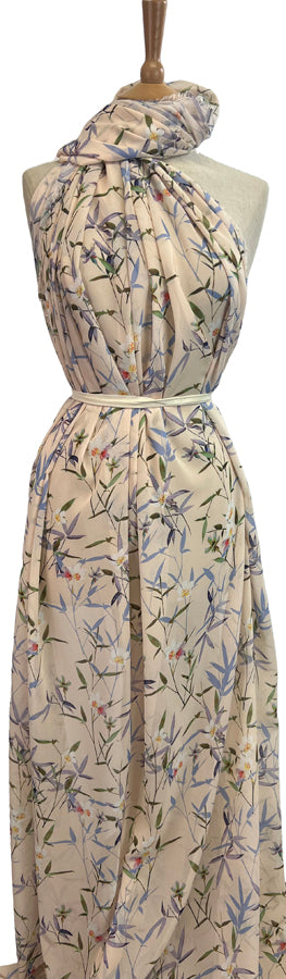 The Girl In A Field Polyester Chiffon Lightweight Pale Pink Floral Dress Fabric Mannequin