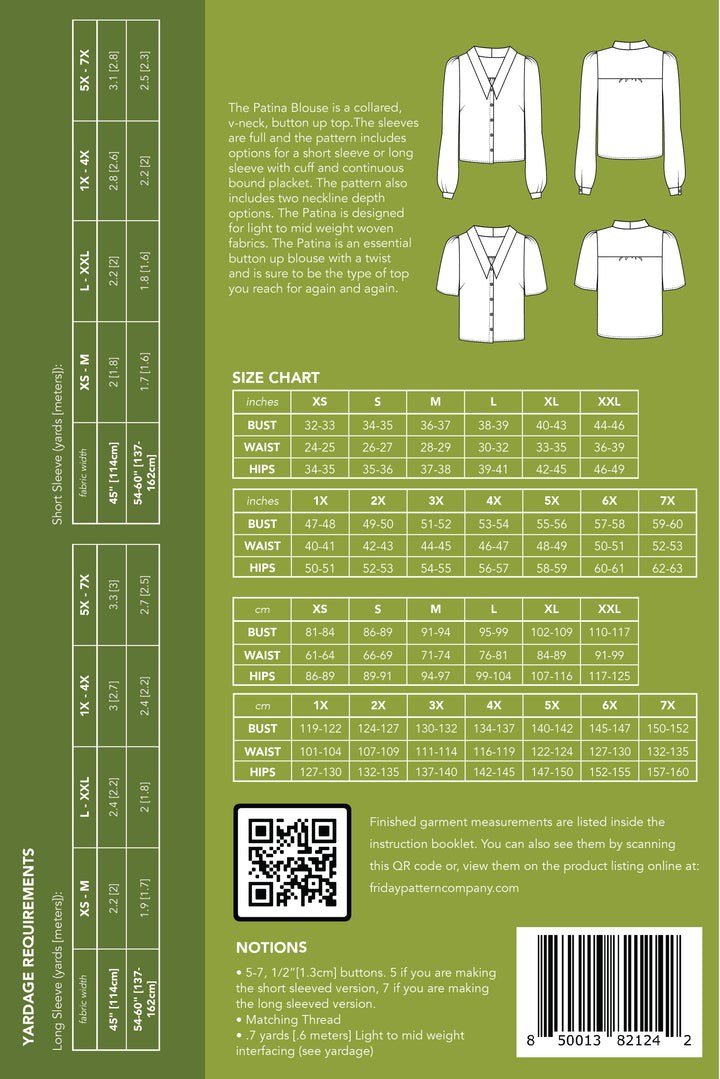 Friday Pattern Company - Patina Blouse Pattern