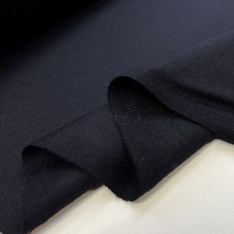 Theo Worsted Wool Flannel Navy Blue British Fine Suiting Fabric Fold
