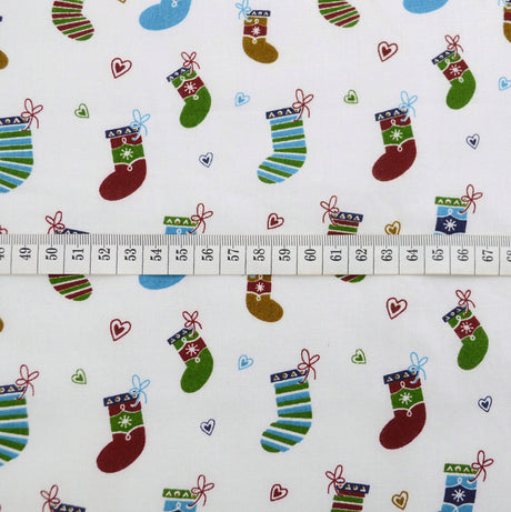 Three Of A Kind Stockings Cotton White Stockings Multicoloured Fabric Scale Fabric Photo