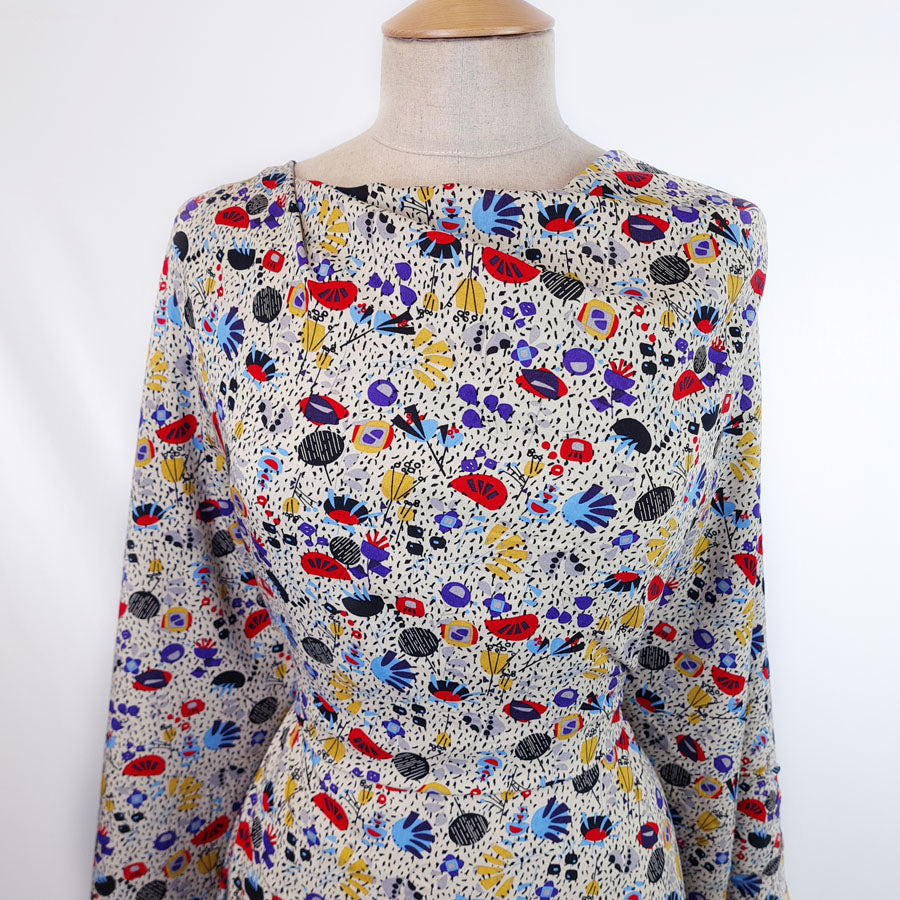 Tinker Kandin Sky Viscose Abstract Dress Fabric Chest