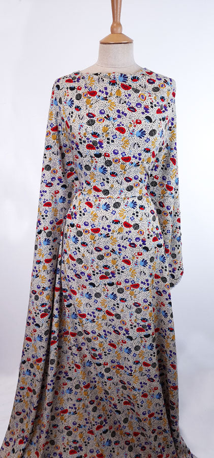 Tinker Kandin Sky Viscose Abstract Dress Fabric Dress