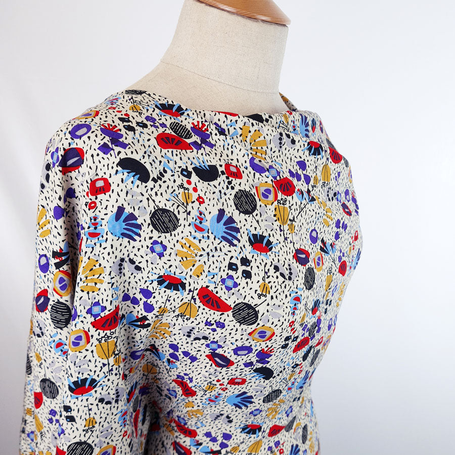 Tinker Kandin Sky Viscose Abstract Dress Fabric Side