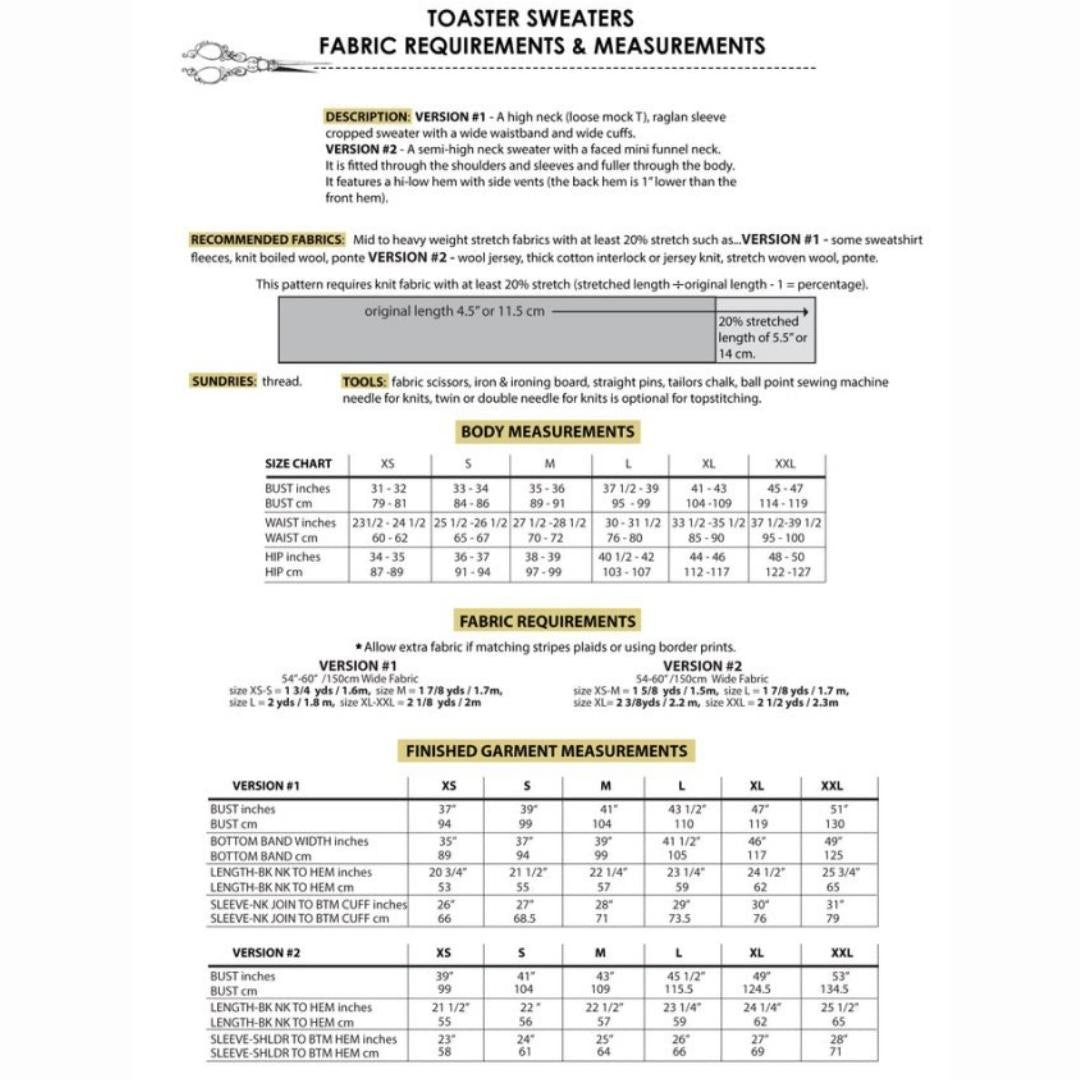 Sew House Seven - Toaster Sweaters Pattern (00-20)