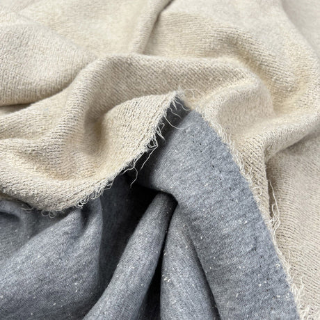 Track Star Cotton Nylon Double Sided Grey Cream Knit Jersey Fabric