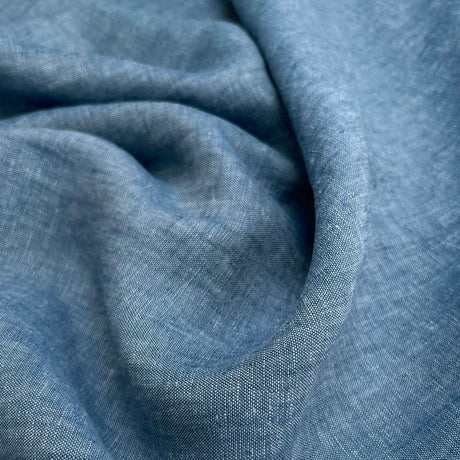 Traditional Linen Denim Blue Rami Woven Dress Fabric