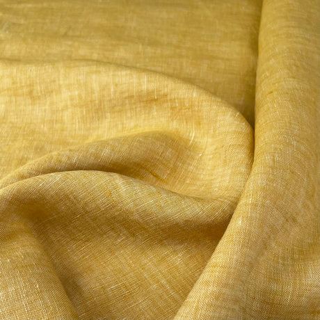 Traditional Linen Ochre Yellow Rami Woven Dress Fabric